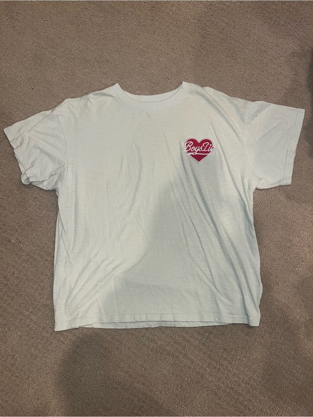 Boys Lie Light Sage Tee with Red Heart Logo